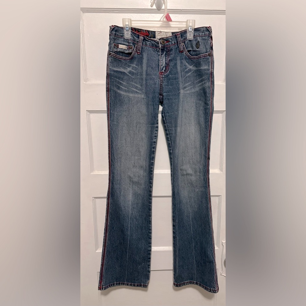 Vintage Baby Phat Authentic Embroidered Jeans w/Metal Logo (Size 7) Rare Find

￼